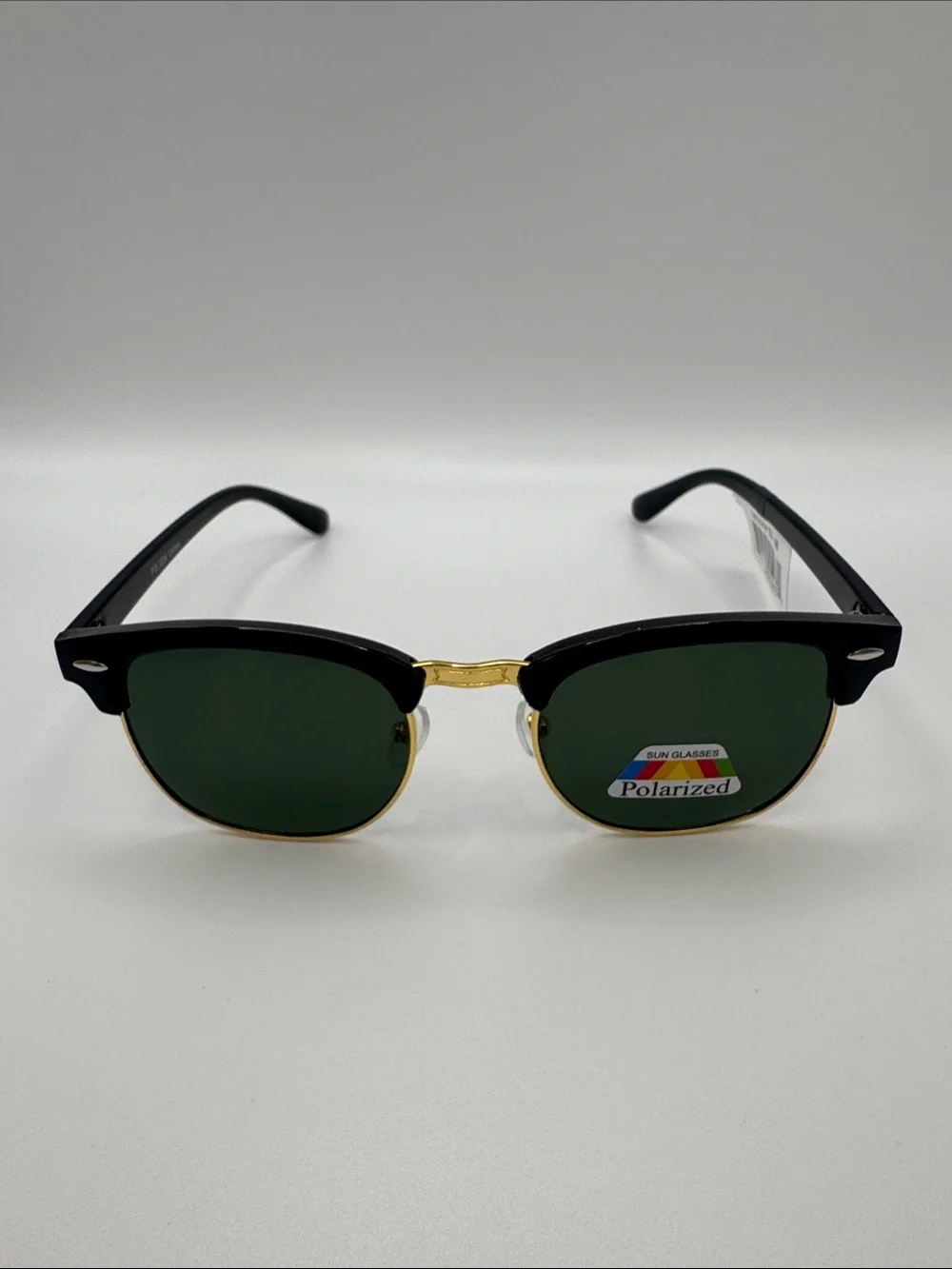 Polarized Black and Gold Clubmaster Sunglasses - Men